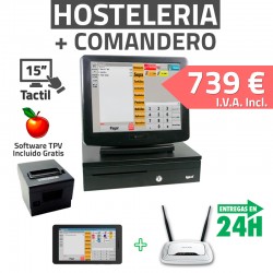 TPV Tactil 15'' Compacto + Tablet - Hostelería - 80mm - 4GB